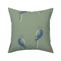 Tropical Birds in Sage and Green