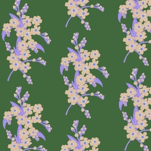 Cream Forget-me-not Flower on Forest Green | Large Scale