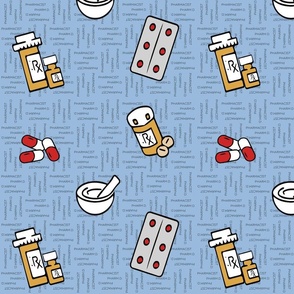 Pharmacist, PharmD,  blue, pills,  medicine, illustrated