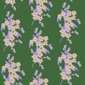 Cream Forget-me-not Flower on Forest Green | Medium Scale