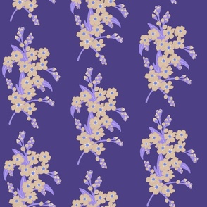 Cream Forget-me-not Flower on Purple | Medium Scale