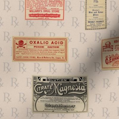 Vintage Pharmacy bottle labels sepia