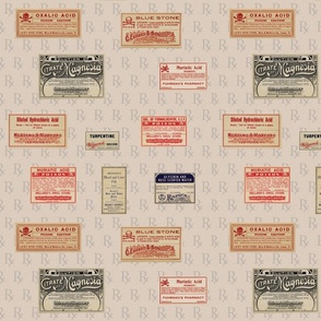 Vintage Pharmacy bottle labels sepia