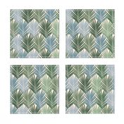 Color Blocked Palm Leaves in Green + Sage