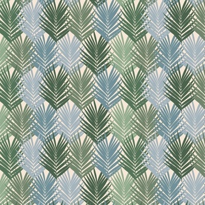 Color Blocked Palm Leaves in Green + Sage