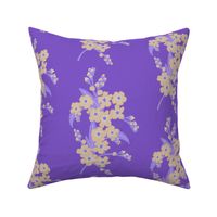 Purple and Cream Forget-me-not Flower on Amethyst | Large Scale