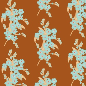 Soft Blue and Cream Forget-me-not Flower on Brown | Large Scale