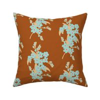 Soft Blue and Cream Forget-me-not Flower on Brown | Medium Scale