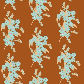 Soft Blue and Cream Forget-me-not Flower on Brown | Medium Scale