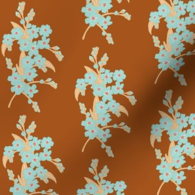 Soft Blue and Cream Forget-me-not Flower on Brown | Small Scale