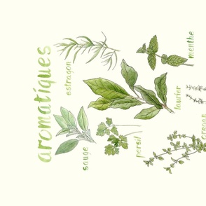 Garden herb tea towel 