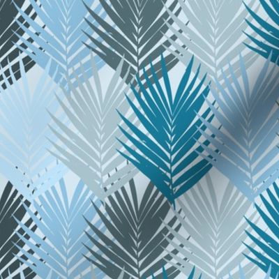 Color Blocked Palm Leaves in Blue 