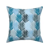 Color Blocked Palm Leaves in Blue 