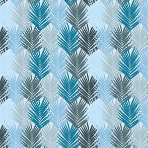 Color Blocked Palm Leaves in Blue 