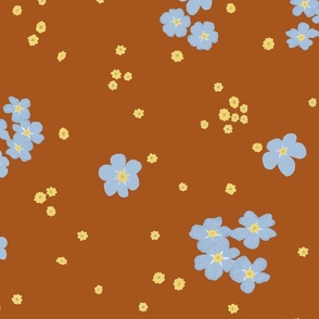 Little Forget-me-not Flower on Brown | Large Scale