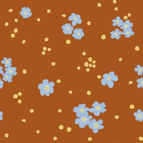 Little Forget-me-not Flower on Brown | Medium Scale
