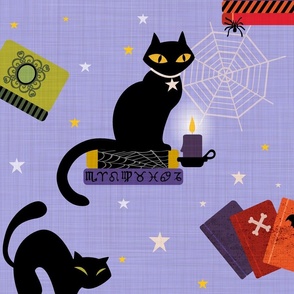Black Cats and Spooky Books Lilac - XL