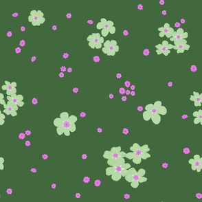 Little Forget-me-not Flower on Forest Green | Medium Scale