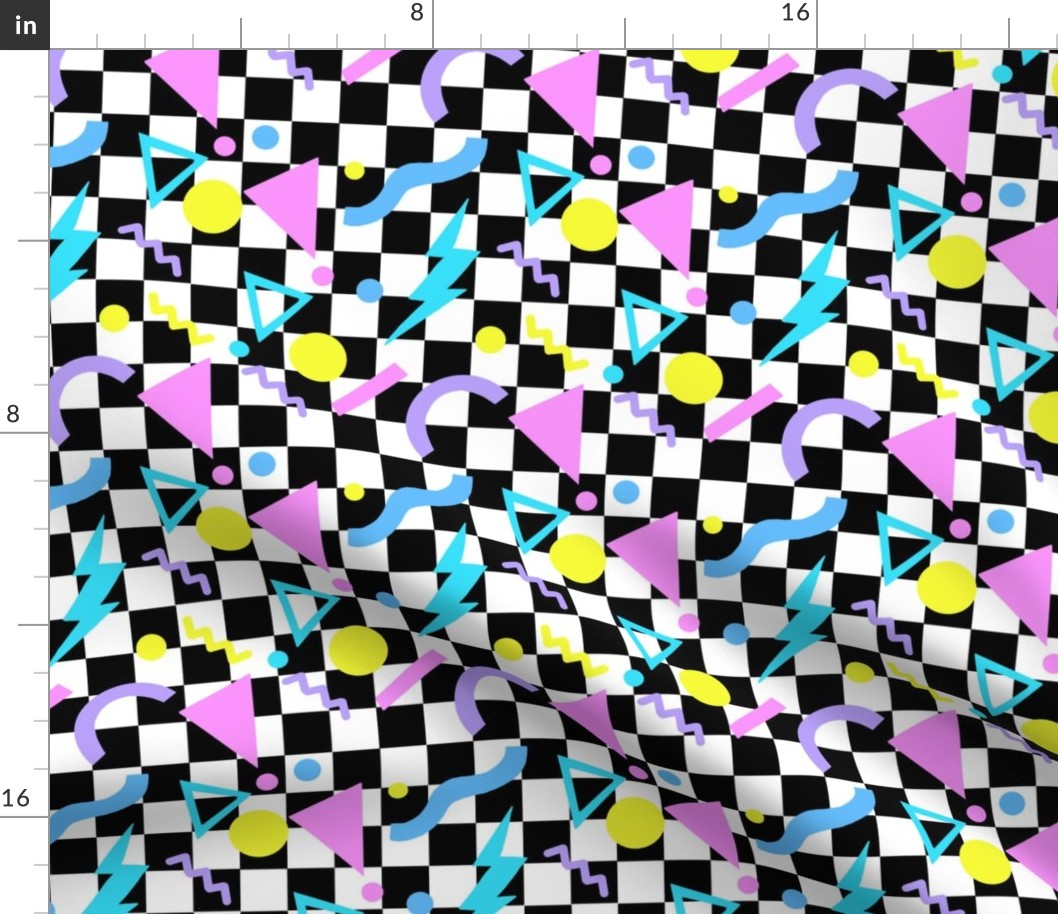 1990 Y2K Nostalgic Pattern on Checkerboard