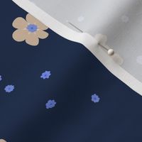 Cream Forget-me-not Flower on French Navy | Small Scale