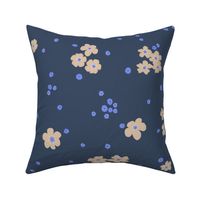 Cream Forget-me-not Flower on Oxford Blue | Medium Scale