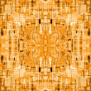 Tangerine Orange Deconstructed Matrix Abstract Painted Strokes