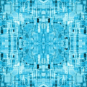 Turquoise Blue Deconstructed Matrix Abstract Painted Strokes