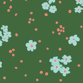Little Forget-me-not Flower on Forest Green | Large Scale