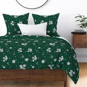 Cream Forget-me-not Flower on Green  | Large Scale