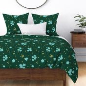 Teal Forget-me-not Flower on Green | Large Scale