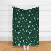 Teal Forget-me-not Flower on Green | Large Scale