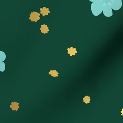 Teal Forget-me-not Flower on Green | Large Scale