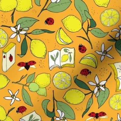lemons, books and ladybugs - orange