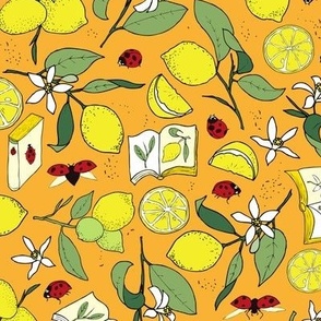 lemons, books and ladybugs - orange