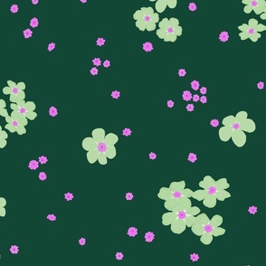 Tiny Forget-me-not Flower on Dark Green | Large Scale