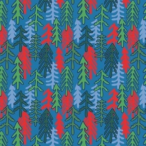 Coniferous forest - blue-red