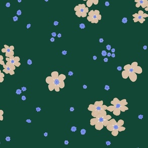 Cream Forget-me-not Flower on Green | Large Scale