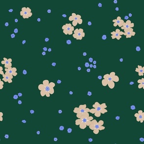 Cream Forget-me-not Flower on Green | Medium Scale