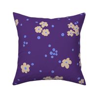 Cream Forget-me-not Flower on Purple | Medium Scale