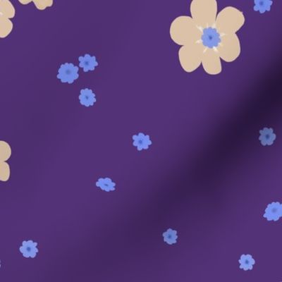 Cream Forget-me-not Flower on Purple | Medium Scale