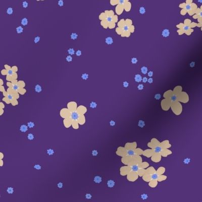 Cream Forget-me-not Flower on Purple | Small Scale