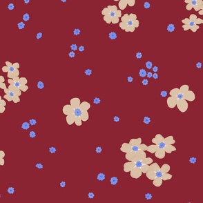 Cream Forget-me-not Flower on Ruby | Large Scale