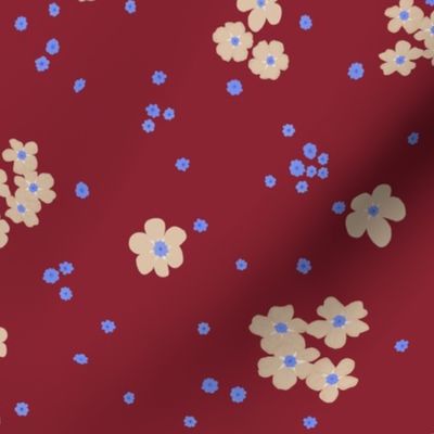 Cream Forget-me-not Flower on Ruby | Small Scale