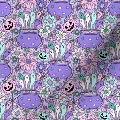 Stay Spooky Ghost Cauldron Lilac BG Halloween - small scale