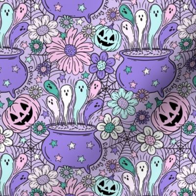 Stay Spooky Ghost Cauldron Lilac BG Halloween - Medium scale