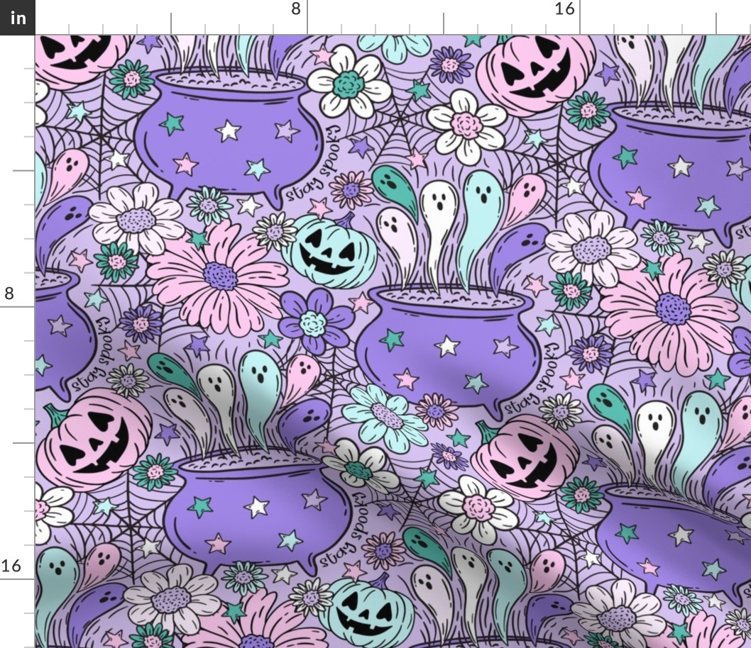 Stay Spooky Ghost Cauldron Lilac BG Haloween - Large scale