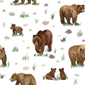 Watercolor Grizzly Bears - Angelina Maria Designs
