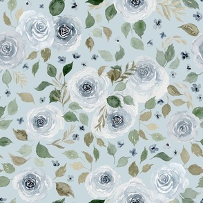 mountain floral on soft blue - Angelina Maria Designs