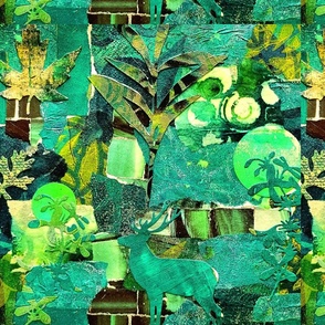emerald collage fabric