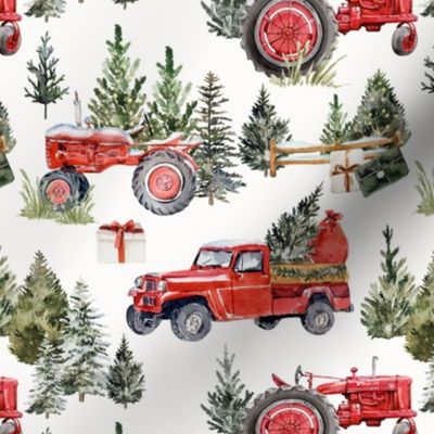 Christmas In the Woods - Vintage Tractors and Trucks
